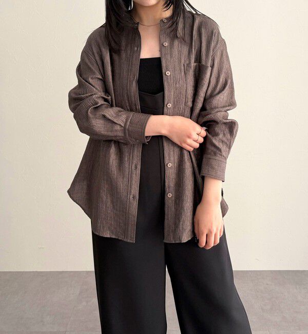 fredy emue「《セットアップ対応》Shiny creapバンドカラーシャツ」|シャツ・ブラウス|