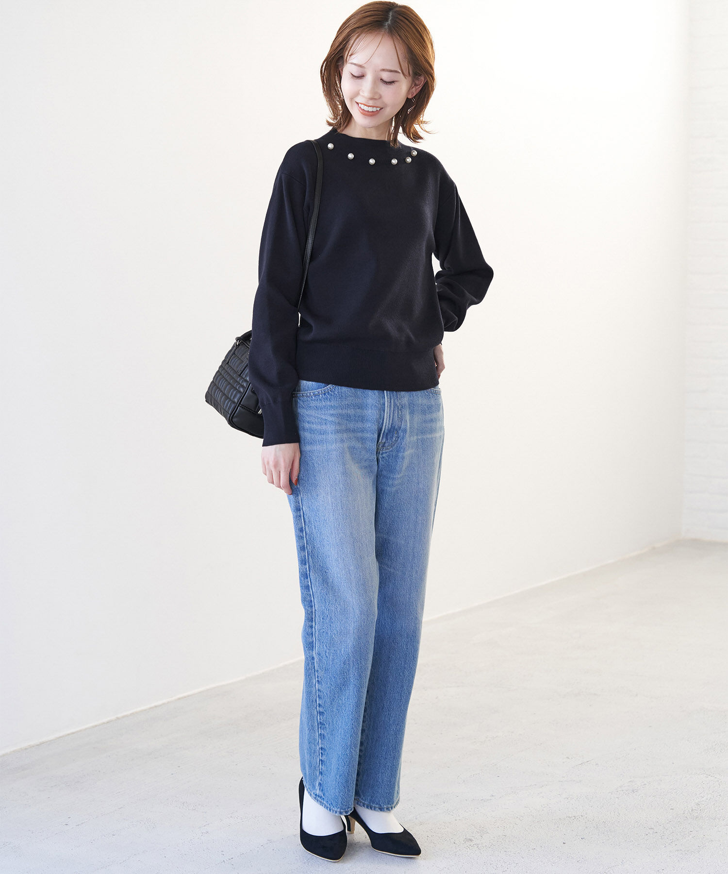 Rope&rsquo;Picnic「洗濯機OK・パチパチしない/マシュマロニットビッグパールプルオーバー」|ニット・セーター|