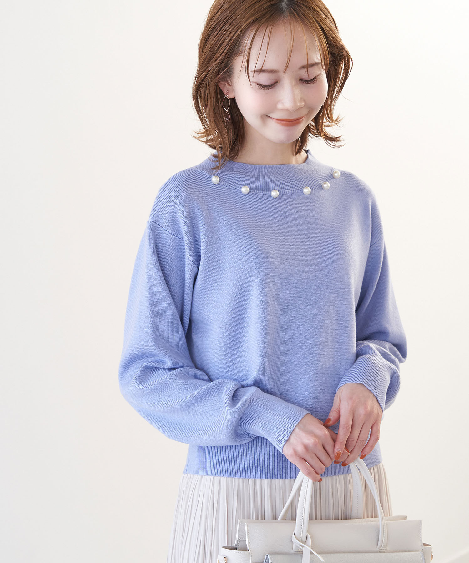 Rope&rsquo;Picnic「洗濯機OK・パチパチしない/マシュマロニットビッグパールプルオーバー」|ニット・セーター|