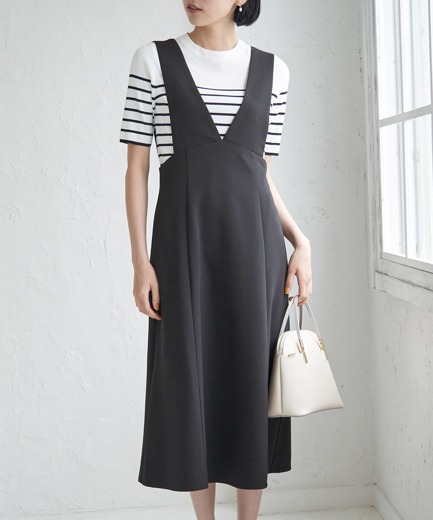 Rope&rsquo;Picnic「深めVネックジャンパースカート」|ジャンパースカート|