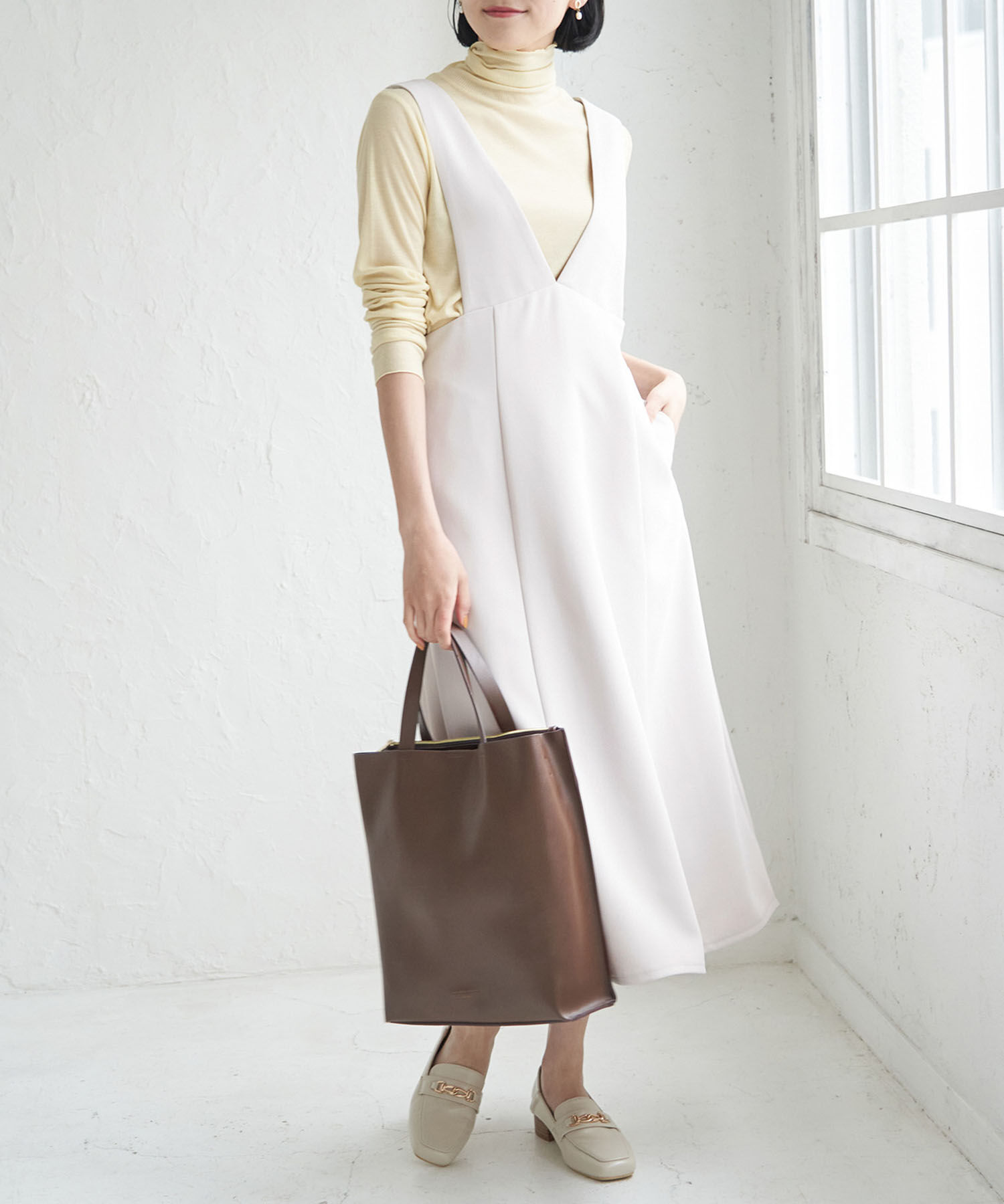 Rope&rsquo;Picnic「深めVネックジャンパースカート」|ジャンパースカート|