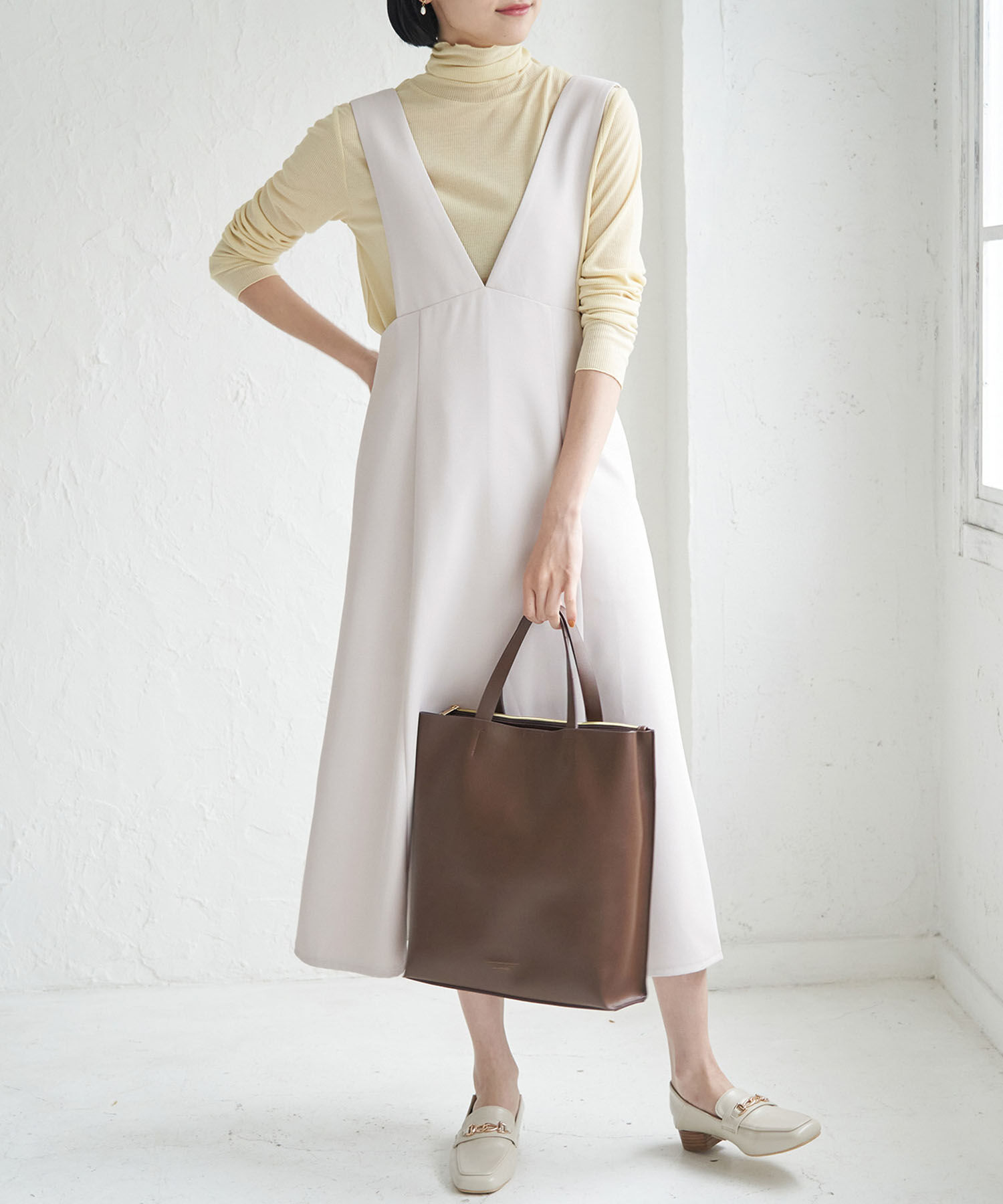 Rope&rsquo;Picnic「深めVネックジャンパースカート」|ジャンパースカート|