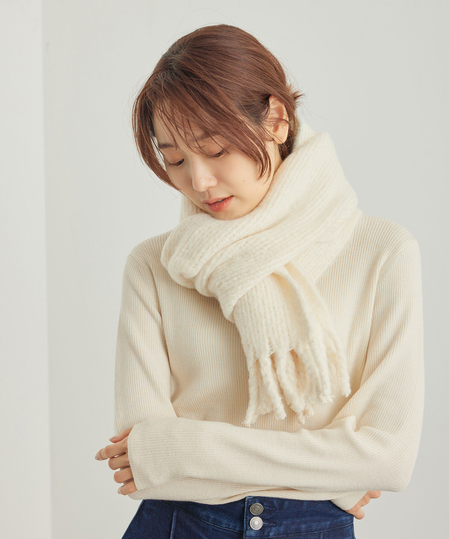 ROPE PICNIC PASSAGE「バルキーフリンジリブマフラー」|マフラー|キナリ(16)