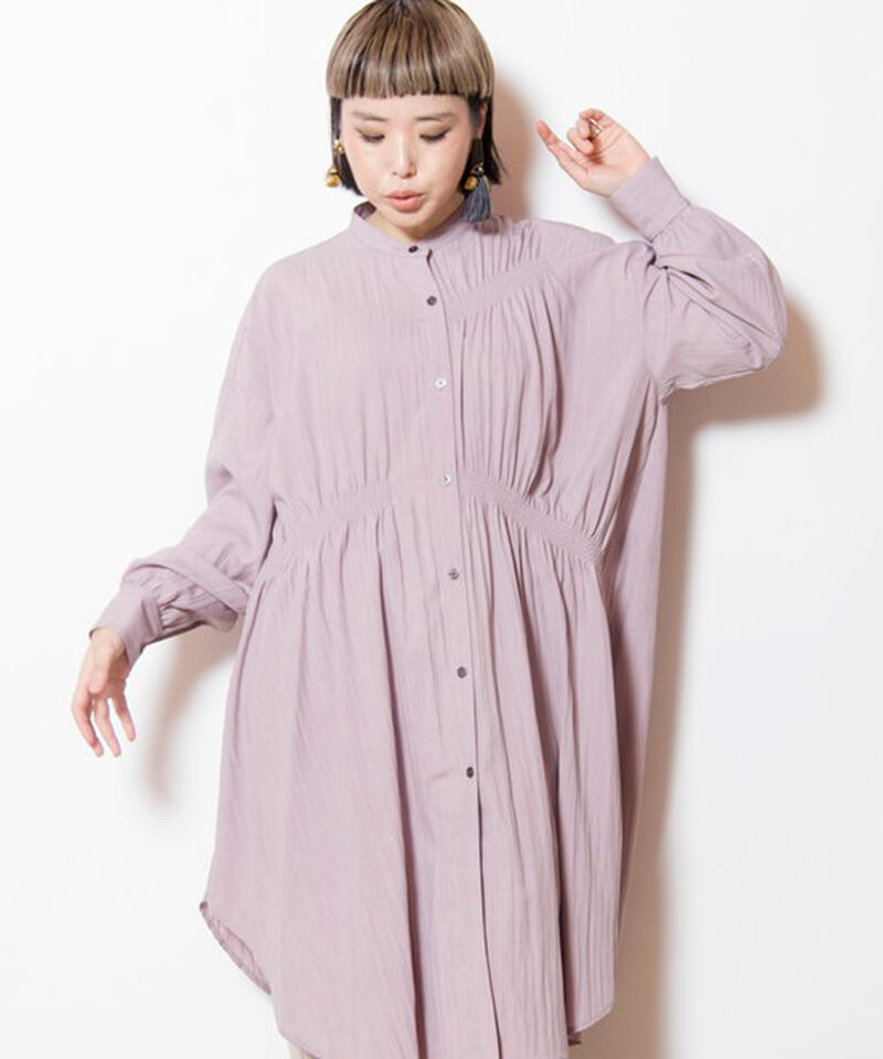  「シャーリングロングブラウス」|シャツ・ブラウス|PINK