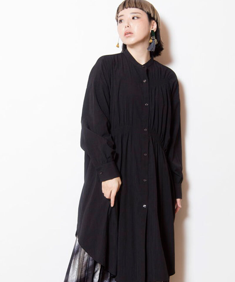  「シャーリングロングブラウス」|シャツ・ブラウス|BLACK