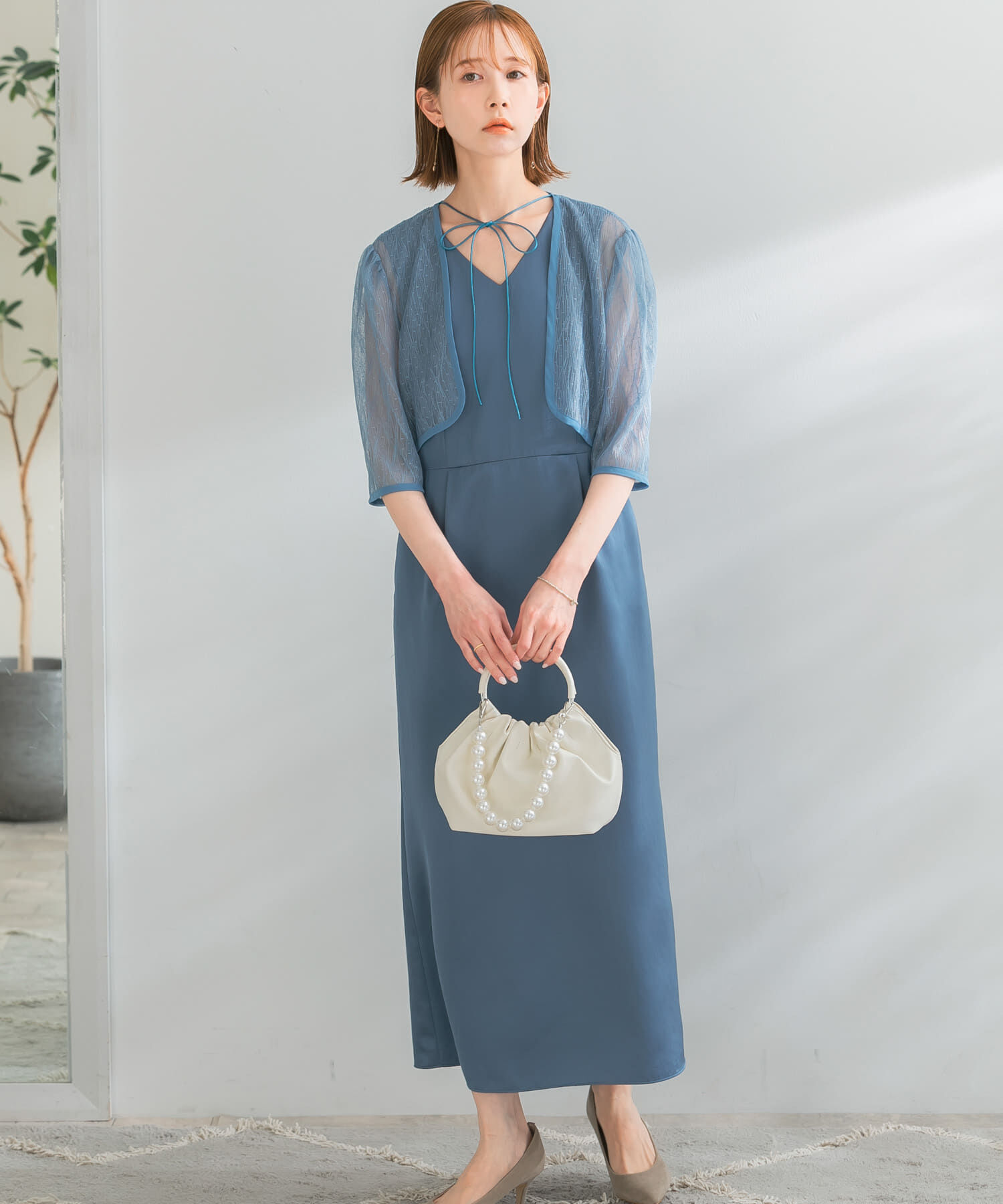 URBAN RESEARCH ROSSO「kaene　ボレロレイヤードドレス」|ワンピース|ブルー系その他