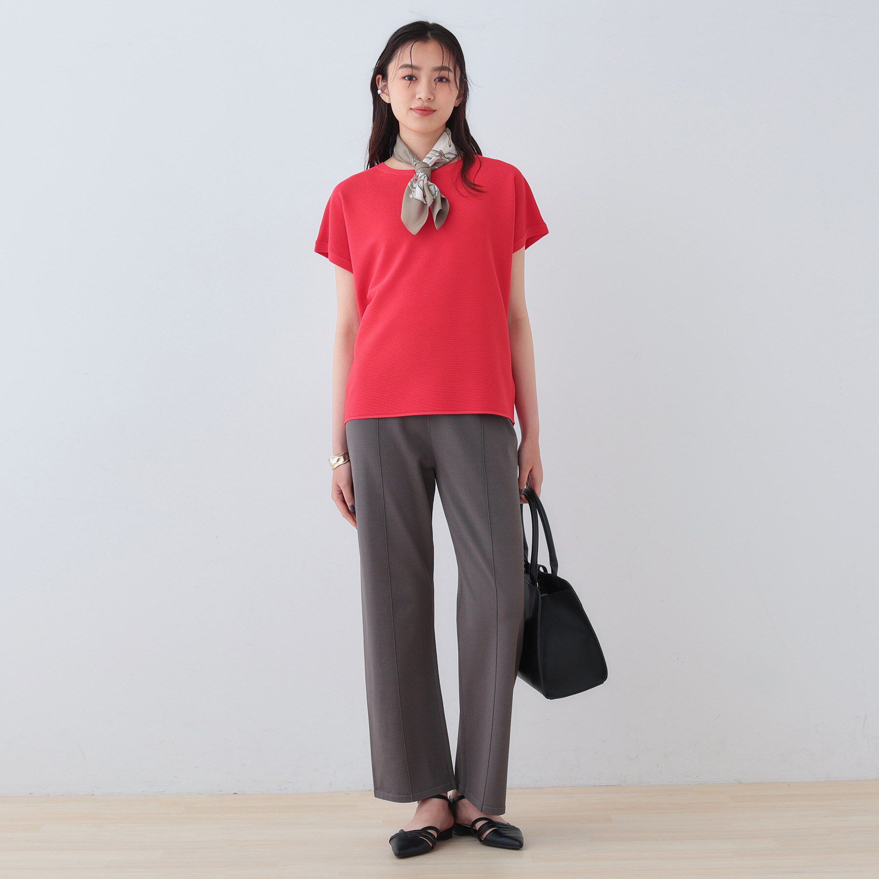 INDIVI「新色登場！【洗える／清涼感】レーヨンストレッチ フレンチスリーブニット」|ニット・セーター|