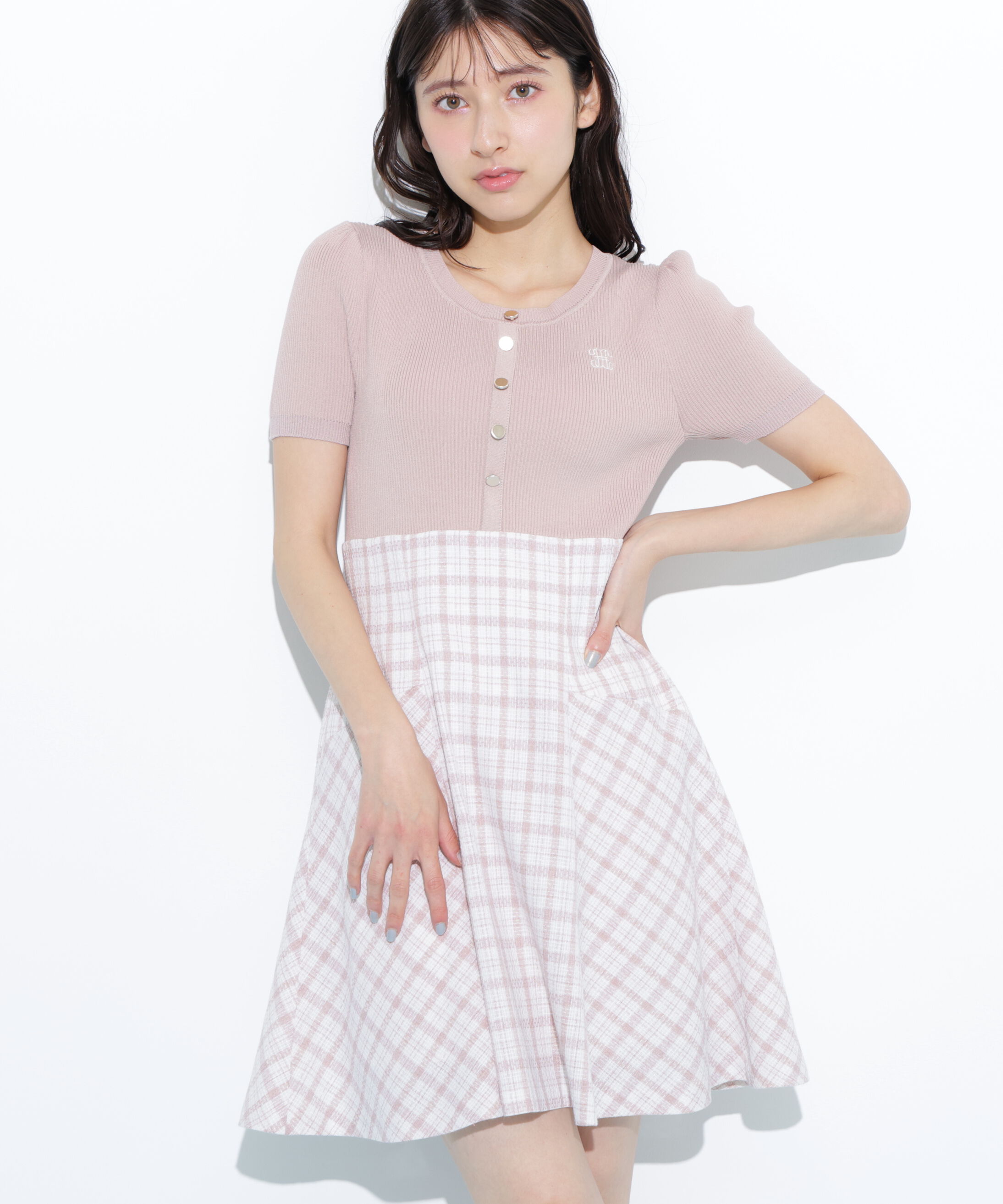  「チェックドッキングミニワンピース」|ワンピース|