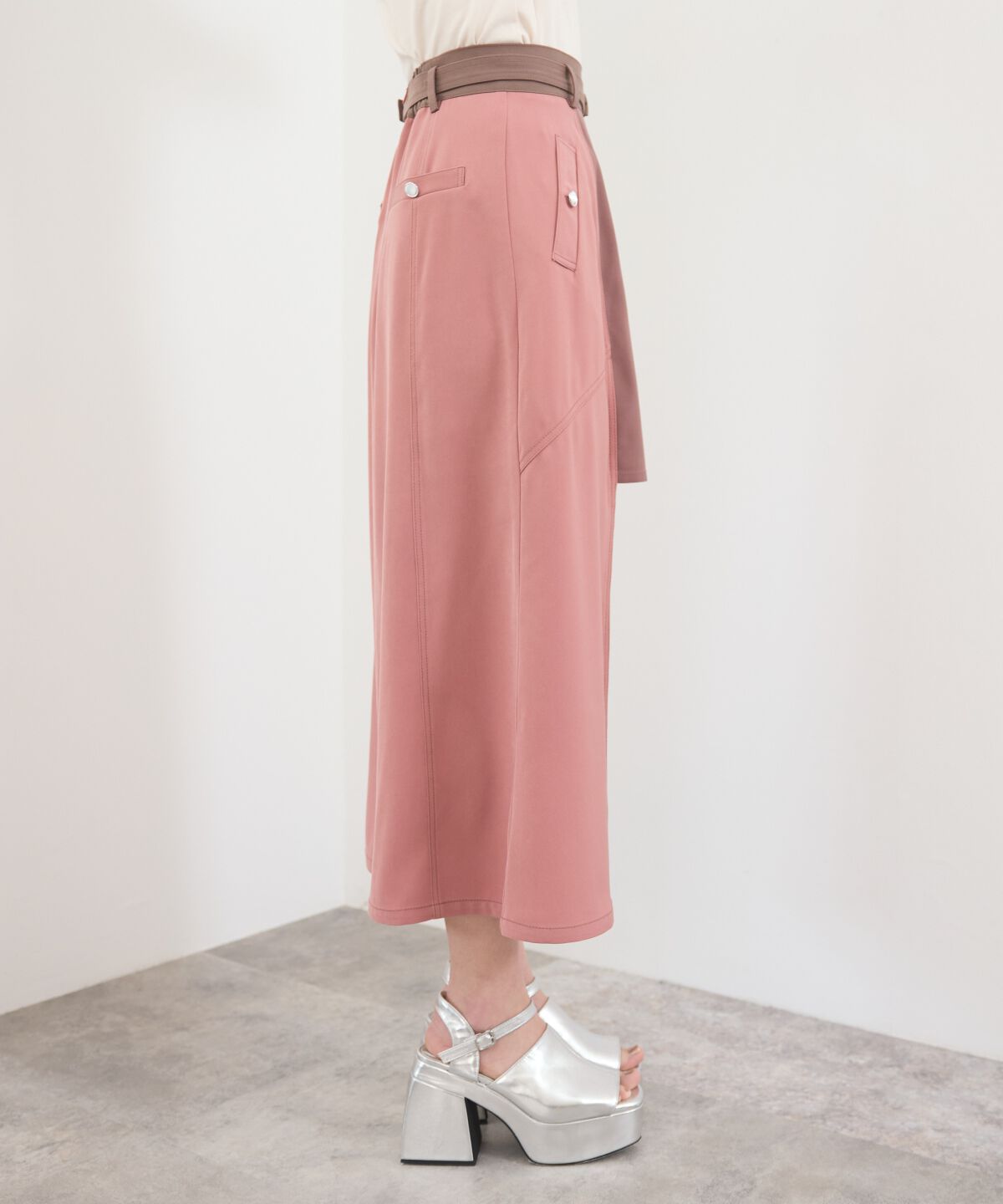 REDYAZEL「バイカラーパネルロングスカート」|台形|