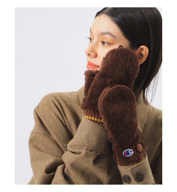 BEAMSBOY「【別注】Champion / ボア グローブ 25FW」|手袋|BROWN