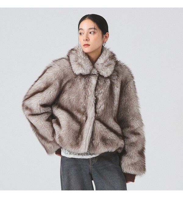 Ray BEAMS 「フェイクファー ショート ブルゾン」|ブルゾン・スタジャン|GREY