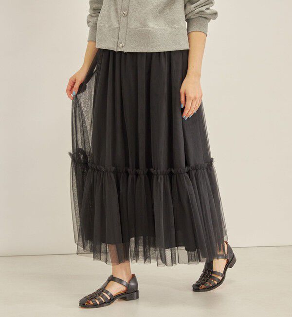 SHIPS for women「〈手洗い可能〉チュール スカート◇」|スカート|ブラック