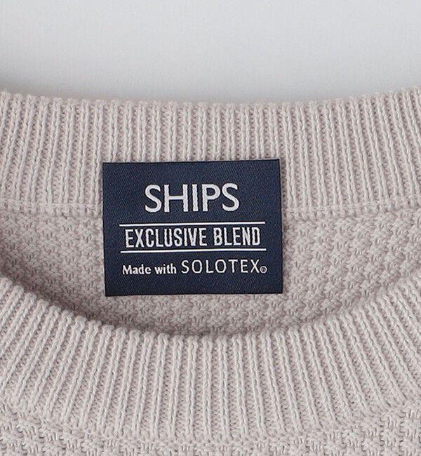 SHIPS「SHIPS: 〈洗濯機可能〉 7ゲージ コットン SOLOTEX(R) ピケ クルーネック ニット」|ニット・セーター|