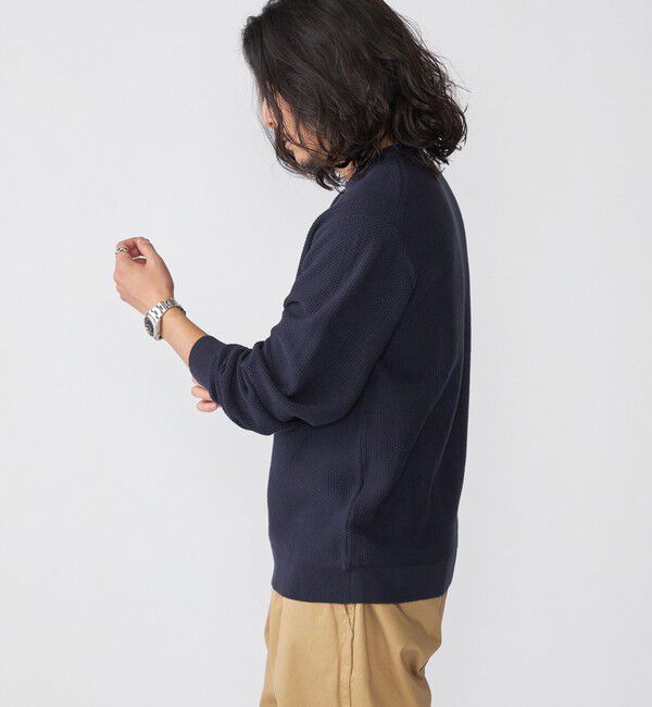 SHIPS「SHIPS: 〈洗濯機可能〉 7ゲージ コットン SOLOTEX(R) ピケ クルーネック ニット」|ニット・セーター|