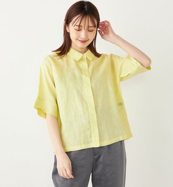 SHIPS Colors 「SHIPS Colors: 〈手洗い可能〉リネン ボクシー シャツ2◇」|シャツ・ブラウス|イエロー