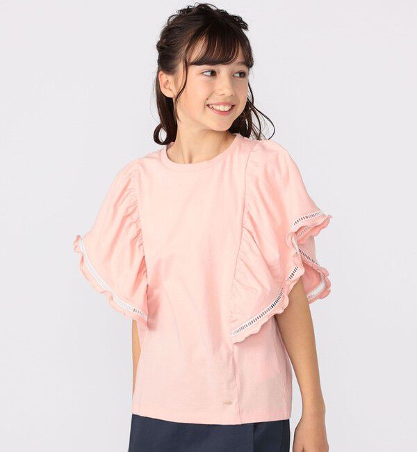 SHIPS KIDS「SHIPS KIDS:140～150cm / はしご レース 半袖 TEE」|Tシャツ・カットソー|