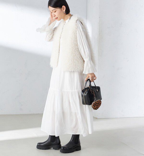 SHIPS for women「〈手洗い可能〉コットン シルク ローン ティアード ワンピース」|ワンピース|オフホワイト