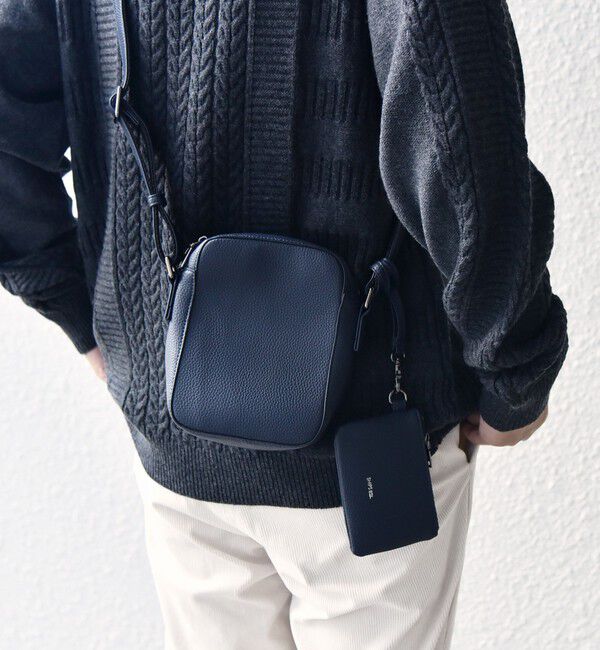 SHIPS any「SHIPS any: スプリット レザー ミニ ショルダーバッグ (カードケース付き)◇」|ショルダー・メッセンジャー|ネイビー