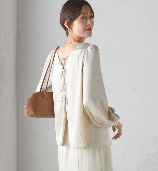 SHIPS for women「【SHIPS別注】troisiemeCHACO:〈手洗い可能〉サテン リボン ブラウス（セレモニー対応可）」|シャツ・ブラウス|