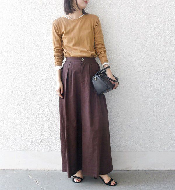 SHIPS any「SHIPS any:〈洗濯機可能〉リネン ミックス タック フレア ワイド パンツ」|その他|