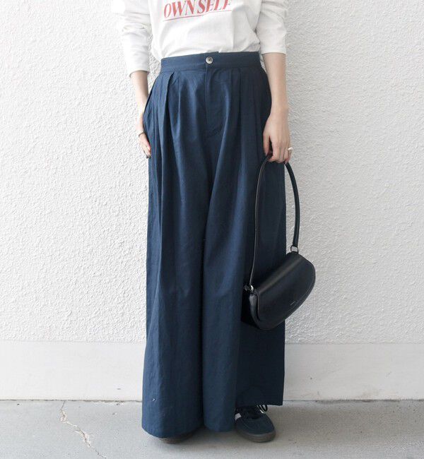 SHIPS any「SHIPS any:〈洗濯機可能〉リネン ミックス タック フレア ワイド パンツ」|その他|