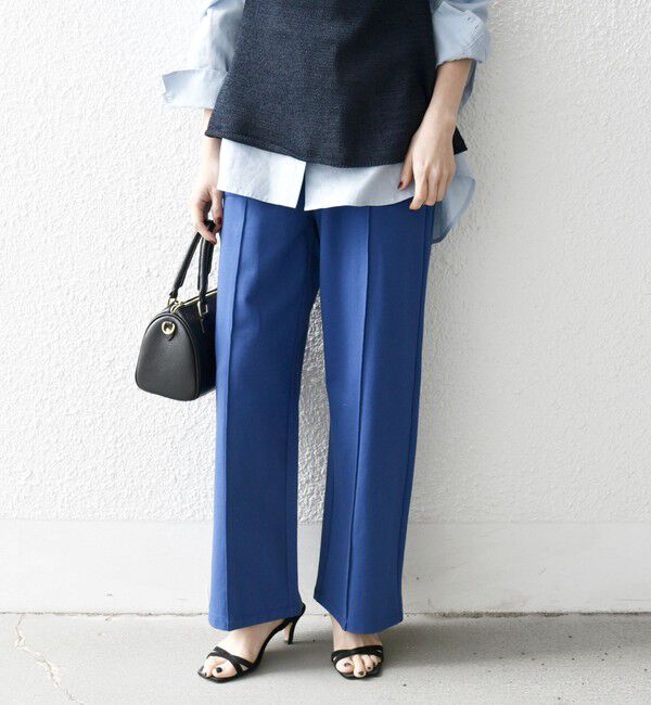 SHIPS any「SHIPS any:〈洗濯機可能〉インレイ ピンタック ストレッチ イージー パンツ」|その他|ブルー