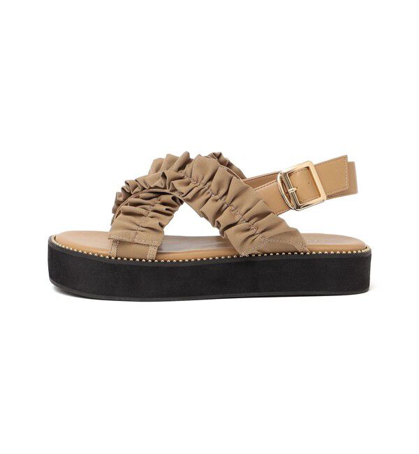 SHIPS for women「【WEB限定】クロス フリル プラット フォーム サンダル」|サンダル|