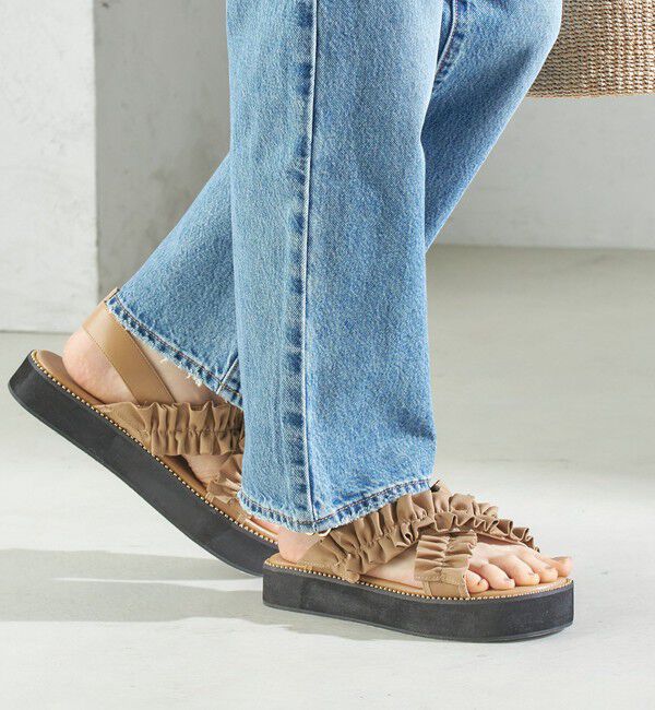 SHIPS for women「【WEB限定】クロス フリル プラット フォーム サンダル」|サンダル|