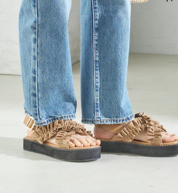 SHIPS for women「【WEB限定】クロス フリル プラット フォーム サンダル」|サンダル|