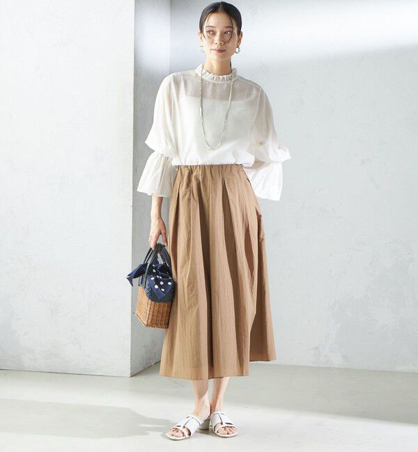 SHIPS for women「〈手洗い可能〉シルク混 シャイニー フリル スリーブ ブラウス」|シャツ・ブラウス|