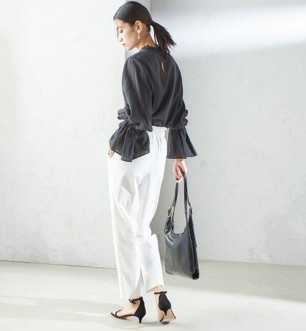 SHIPS for women「〈手洗い可能〉シルク混 シャイニー フリル スリーブ ブラウス」|シャツ・ブラウス|