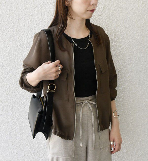 SHIPS Colors 「SHIPS Colors:〈手洗い可能〉メッシュ ノーカラー ジップ ブルゾン◇」|ブルゾン・スタジャン|