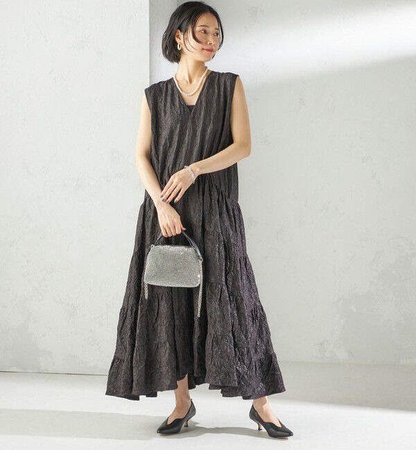 SHIPS for women「TORRAZZO DONNA:〈手洗い可能〉ティアード ノースリーブ ワンピース」|ワンピース|