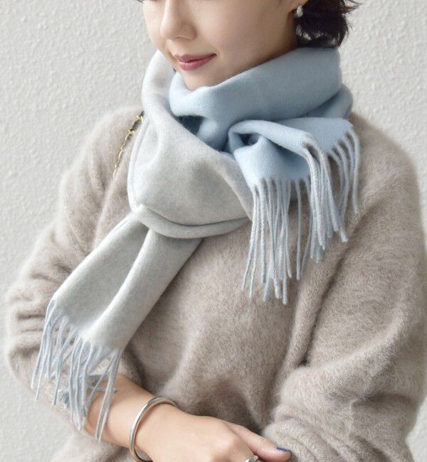 SHIPS for women「カシミヤ リバーシブル マフラー」|マフラー|ライトブルー