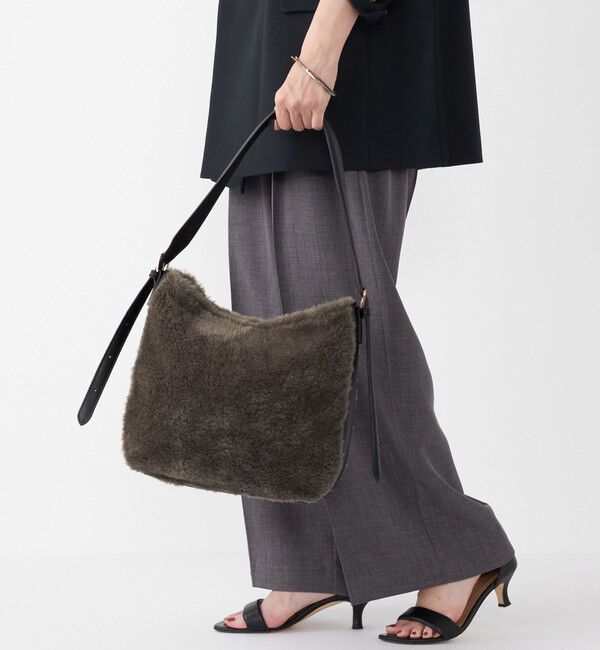 SHIPS Colors 「SHIPS Colors:ボア コンビ ワンショルダー バッグ」|ショルダー・メッセンジャー|ダークグレー