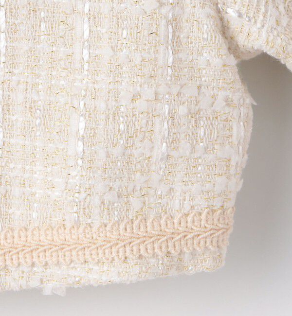 SHIPS KIDS「SHIPS KIDS:110～130cm /セレモニー ラメ ツイード ボレロ ジャケット」|ノーカラージャケット|