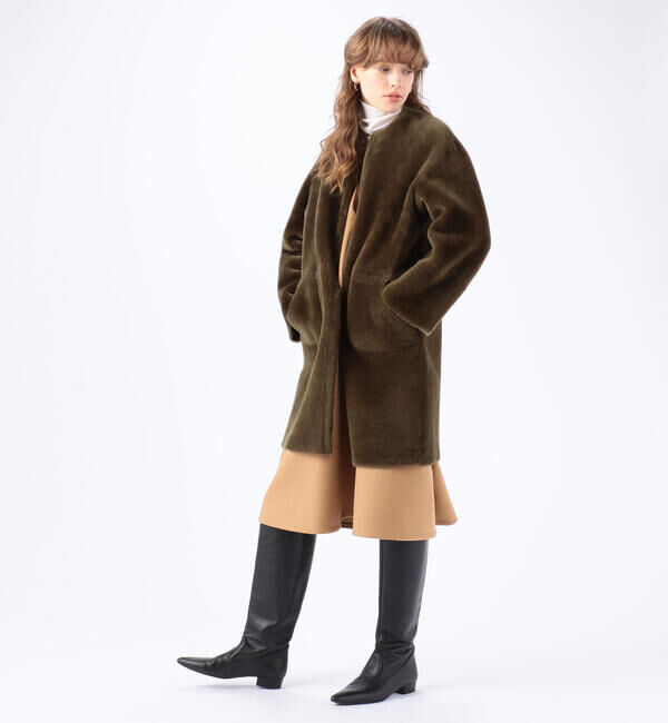 TOMORROWLAND collection「メリノムートン ノーカラーコート」|ノーカラーコート|