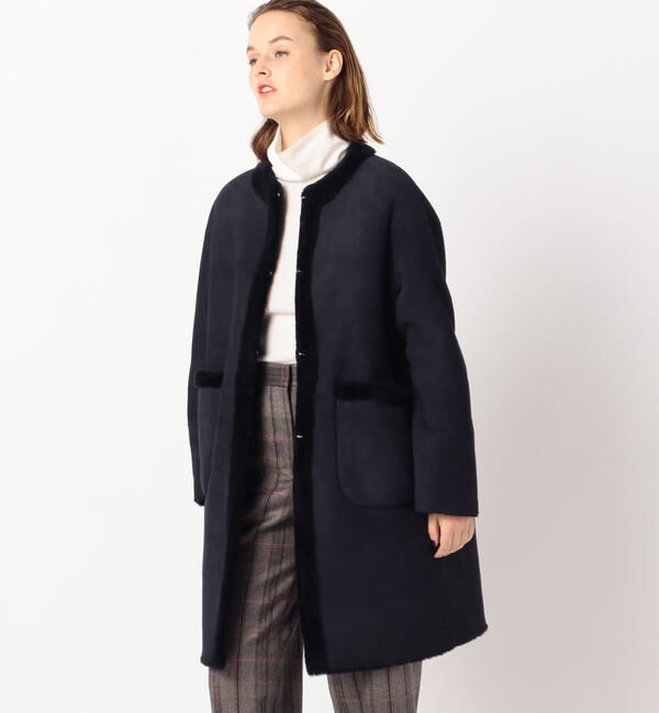 TOMORROWLAND collection「メリノムートン ノーカラーコート」|ノーカラーコート|