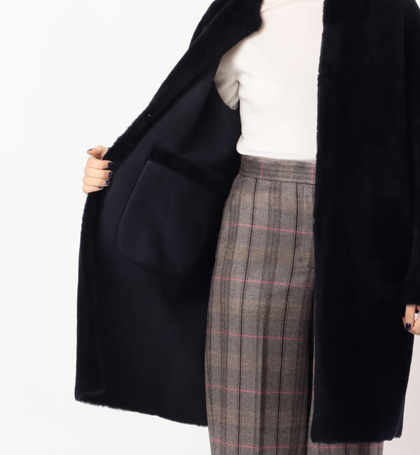 TOMORROWLAND collection「メリノムートン ノーカラーコート」|ノーカラーコート|