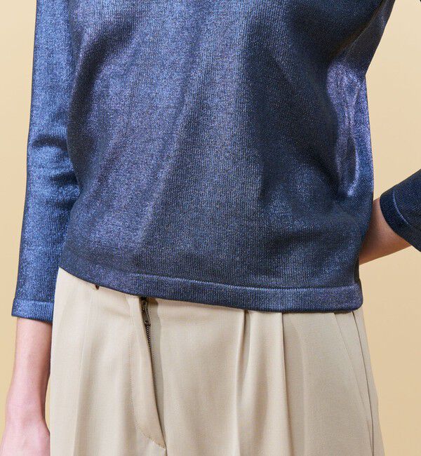 DES PRES「シルクホイルプリント クルーネックプルオーバー」|ニット・セーター|