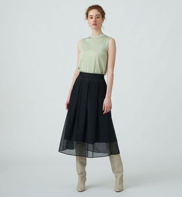 Ballsey「シアーチェックドビー ボックスタックスカート」|フレア|