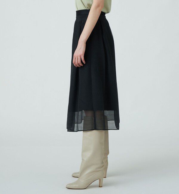 Ballsey「シアーチェックドビー ボックスタックスカート」|フレア|