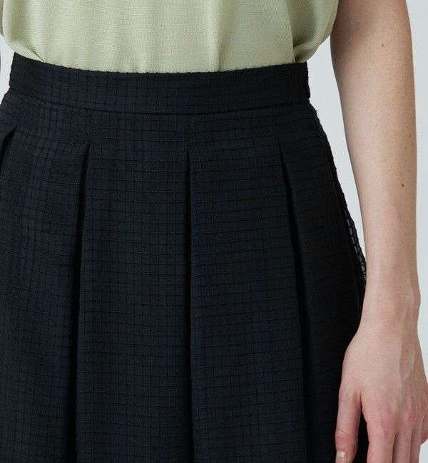 Ballsey「シアーチェックドビー ボックスタックスカート」|フレア|