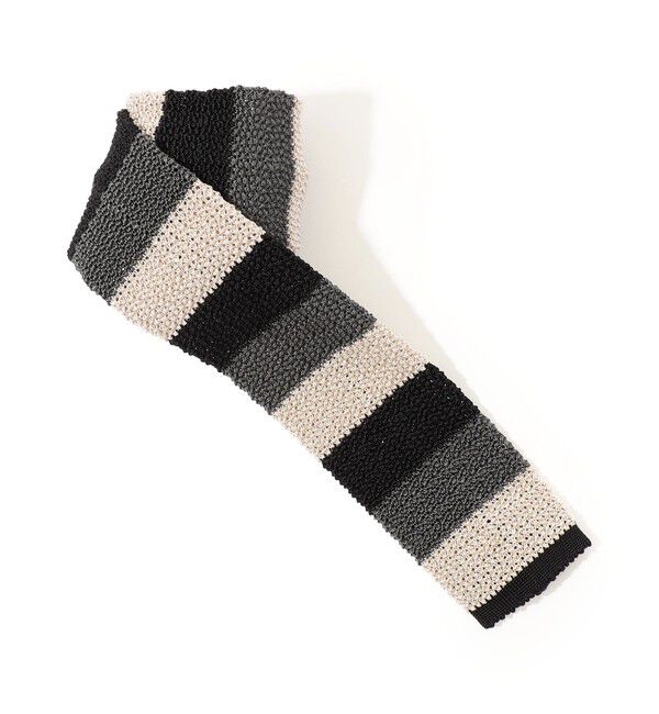 TOMORROWLAND GOODS「TOMORROWLAND シルク ボーダーニットタイ」|ネクタイ・蝶ネクタイ|18 ブラック系