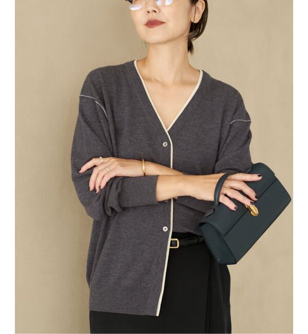 Plage「TWO TONE Vネック カーディガン」|カーディガン|