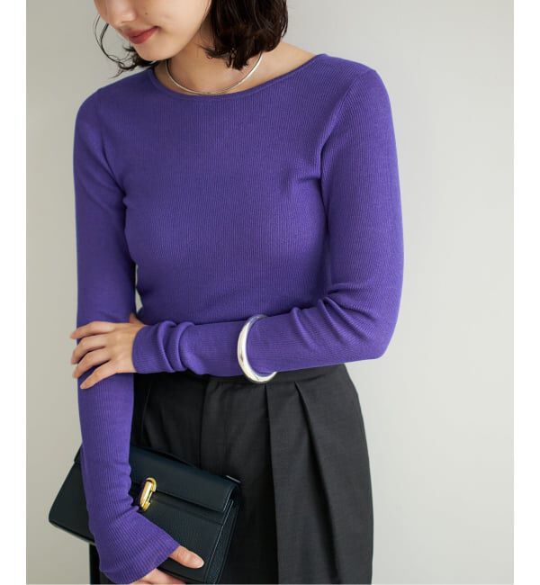 Plage「WO Mix Sheer Rib ニット」|ニット・セーター|パープル