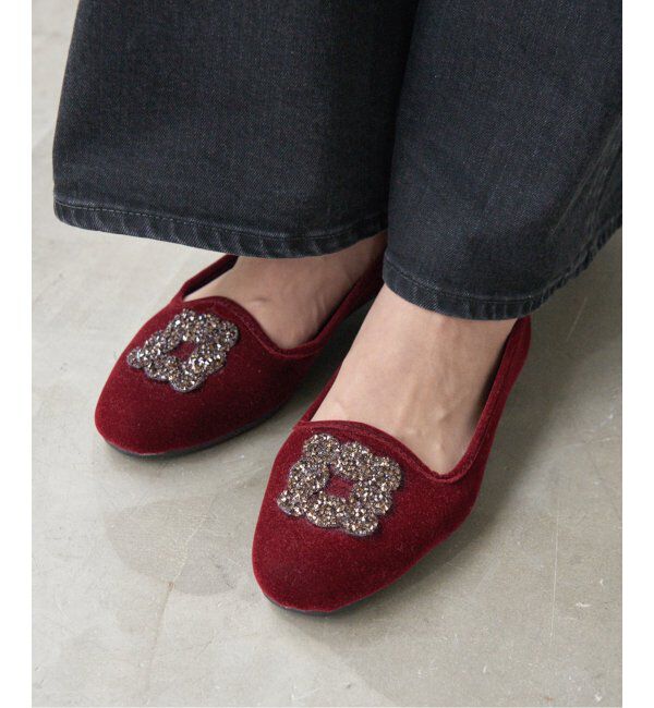 IENA「《WEB限定/追加》MALUS/マリュス VELVET BIJOU SHOES」|その他|ボルドー
