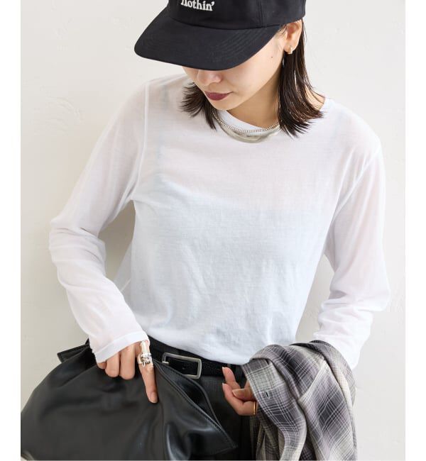 JOURNAL STANDARD「クルーネックコンパクトシアーロングT」|Tシャツ・カットソー|ホワイト