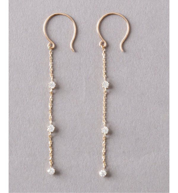 Lilas by Spick&Span「3ピースダイヤステーションピアスK10（両耳）」|ピアス|