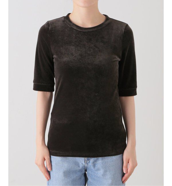 Spick and Span「《追加》ベロアハーフスリーブプルオーバー」|Tシャツ・カットソー|